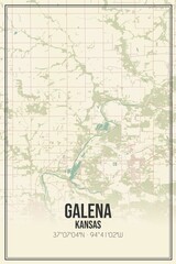 Fototapeta na wymiar Retro US city map of Galena, Kansas. Vintage street map.