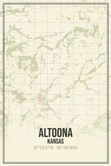 Retro US city map of Altoona, Kansas. Vintage street map.