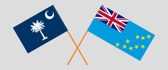 Crossed flags of The State of South Carolina and Tuvalu. Official colors. Correct proportion
