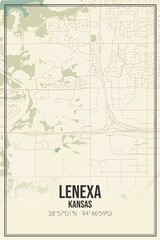 Fototapeta na wymiar Retro US city map of Lenexa, Kansas. Vintage street map.