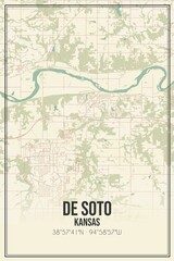 Retro US city map of De Soto, Kansas. Vintage street map.