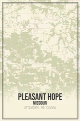 Retro US city map of Pleasant Hope, Missouri. Vintage street map.