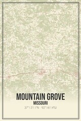 Retro US city map of Mountain Grove, Missouri. Vintage street map.