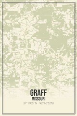 Retro US city map of Graff, Missouri. Vintage street map.