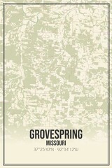 Retro US city map of Grovespring, Missouri. Vintage street map.