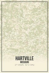 Retro US city map of Hartville, Missouri. Vintage street map.