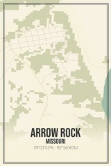 Retro US city map of Arrow Rock, Missouri. Vintage street map.