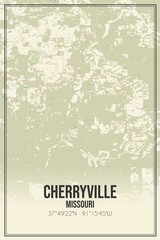 Retro US city map of Cherryville, Missouri. Vintage street map.