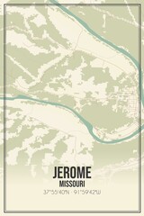 Retro US city map of Jerome, Missouri. Vintage street map.