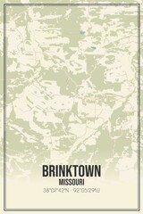 Retro US city map of Brinktown, Missouri. Vintage street map.