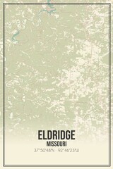 Retro US city map of Eldridge, Missouri. Vintage street map.