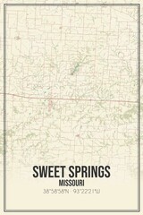 Retro US city map of Sweet Springs, Missouri. Vintage street map.