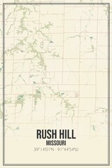 Retro US city map of Rush Hill, Missouri. Vintage street map.
