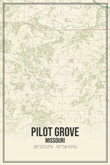 Retro US city map of Pilot Grove, Missouri. Vintage street map.