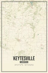 Fototapeta premium Retro US city map of Keytesville, Missouri. Vintage street map.