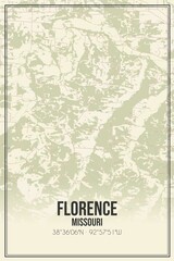 Fototapeta premium Retro US city map of Florence, Missouri. Vintage street map.