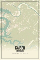 Retro US city map of Kaiser, Missouri. Vintage street map.