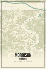 Retro US city map of Morrison, Missouri. Vintage street map.