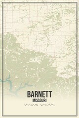 Retro US city map of Barnett, Missouri. Vintage street map.