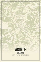 Retro US city map of Argyle, Missouri. Vintage street map.