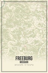 Retro US city map of Freeburg, Missouri. Vintage street map.