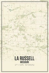 Retro US city map of La Russell, Missouri. Vintage street map.