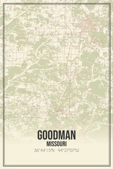 Retro US city map of Goodman, Missouri. Vintage street map.