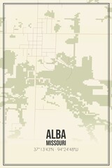 Retro US city map of Alba, Missouri. Vintage street map.