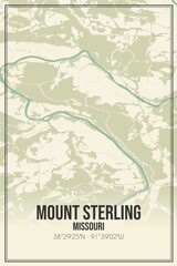 Retro US city map of Mount Sterling, Missouri. Vintage street map.