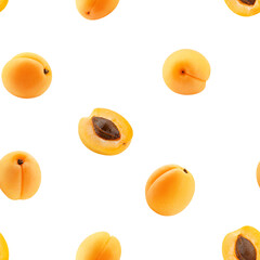 Apricot isolated on white background, SEAMLESS, PATTERN