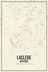 Retro US city map of Laclede, Missouri. Vintage street map.