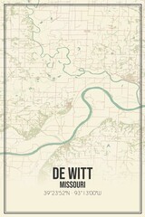 Retro US city map of De Witt, Missouri. Vintage street map.