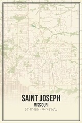 Retro US city map of Saint Joseph, Missouri. Vintage street map.