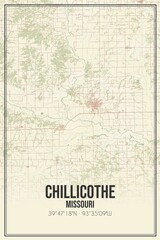 Fototapeta na wymiar Retro US city map of Chillicothe, Missouri. Vintage street map.