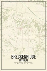 Retro US city map of Breckenridge, Missouri. Vintage street map.