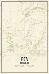 Retro US city map of Rea, Missouri. Vintage street map.