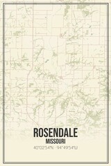 Retro US city map of Rosendale, Missouri. Vintage street map.