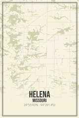 Retro US city map of Helena, Missouri. Vintage street map.