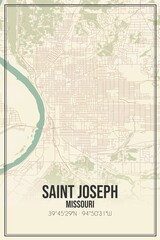 Retro US city map of Saint Joseph, Missouri. Vintage street map.
