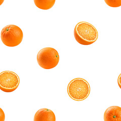 Orange isolated on white background, SEAMLESS, PATTERN