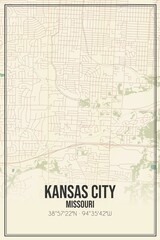 Fototapeta premium Retro US city map of Kansas City, Missouri. Vintage street map.