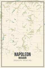 Retro US city map of Napoleon, Missouri. Vintage street map.