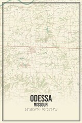 Retro US city map of Odessa, Missouri. Vintage street map.