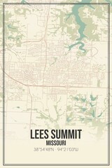 Obraz premium Retro US city map of Lees Summit, Missouri. Vintage street map.
