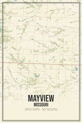 Retro US city map of Mayview, Missouri. Vintage street map.