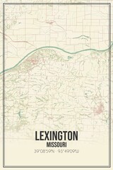 Retro US city map of Lexington, Missouri. Vintage street map.