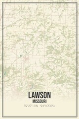 Retro US city map of Lawson, Missouri. Vintage street map.