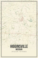 Fototapeta na wymiar Retro US city map of Higginsville, Missouri. Vintage street map.