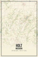Fototapeta premium Retro US city map of Holt, Missouri. Vintage street map.