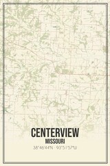 Fototapeta na wymiar Retro US city map of Centerview, Missouri. Vintage street map.